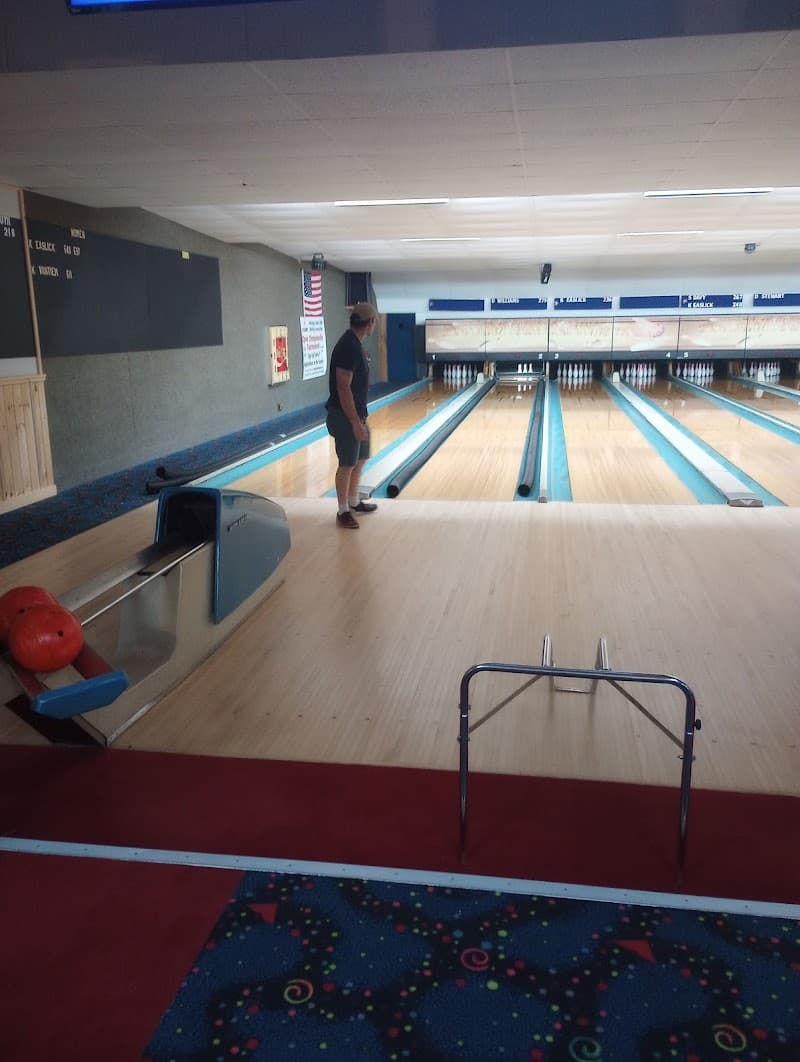 Interior view of Meadow Lanes Bowling & Banquet Center bowling alley