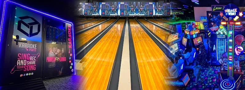 Interior view of Mid County Lanes and Entertainment bowling alley