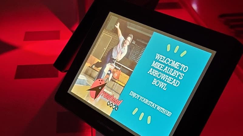 Interior view of Mike Aulby's Arrowhead Bowl bowling alley