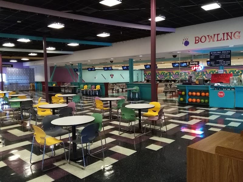 Interior view of Millennium Youth Entertainment Complex bowling alley