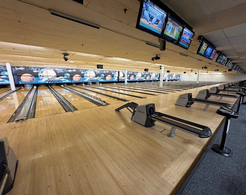 Interior view of Miracle Lanes bowling alley