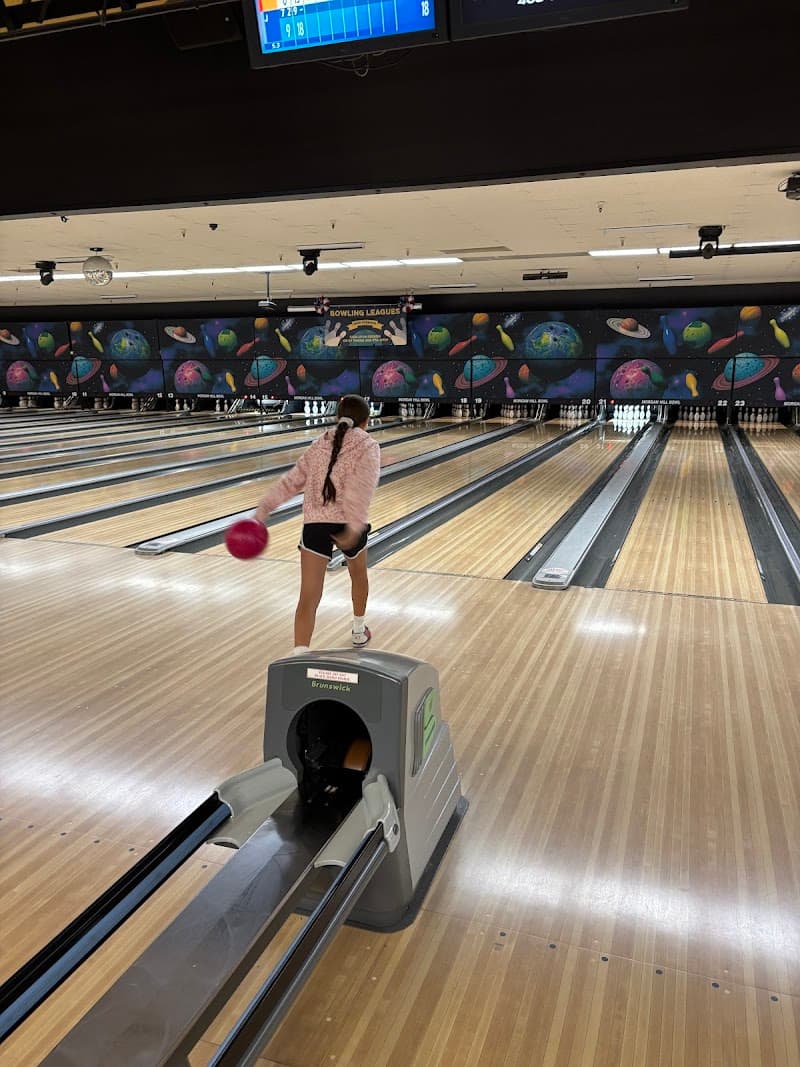 Interior view of Morgan Hill Bowl bowling alley