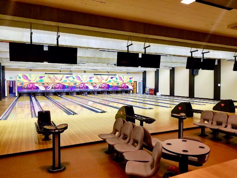 Interior view of Mustang Lanes bowling alley