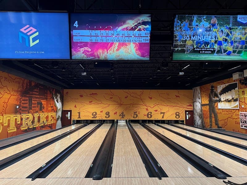 Interior view of Nana's Bowling & Bakery bowling alley