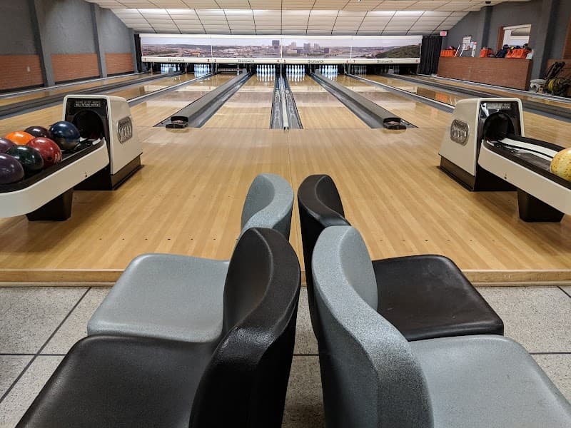Interior view of Nesbit's Lanes bowling alley
