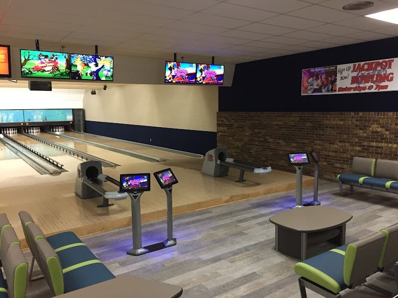 Interior view of Northern Aire Bowling Lanes bowling alley