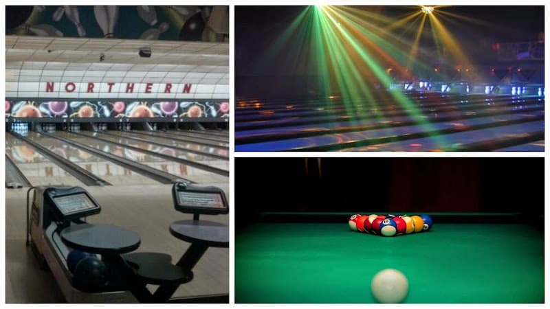 Interior view of Northern Lanes Recreation bowling alley