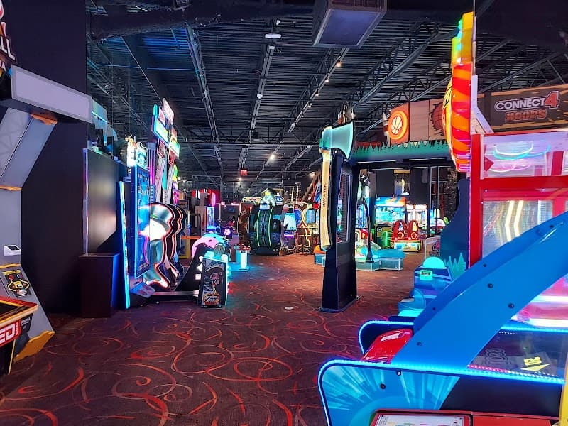 Interior view of PINSTACK bowling alley