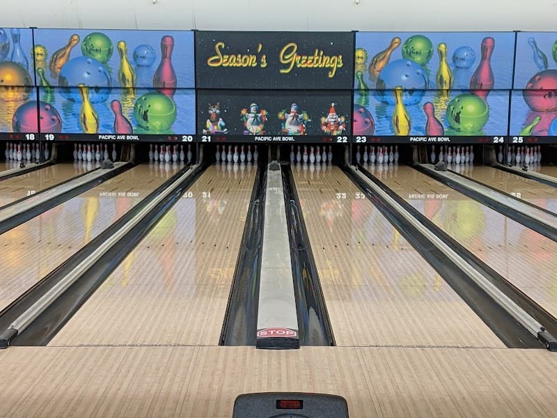 Interior view of Pacific Avenue Bowl bowling alley