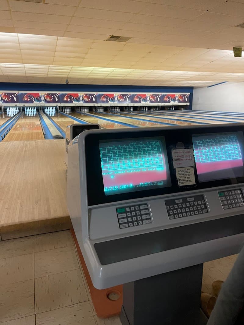 Interior view of Palestine Bowling Center bowling alley