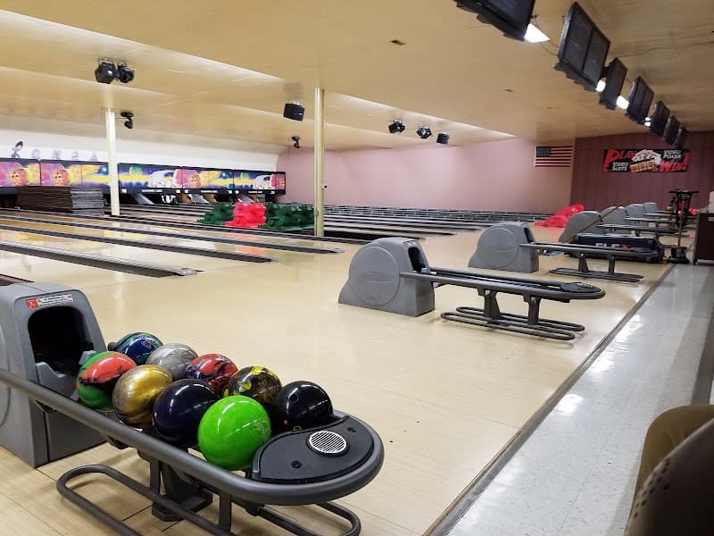 Interior view of Paone's Blackhawk Lanes bowling alley