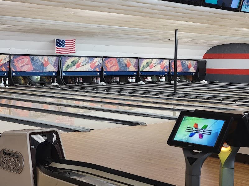 Interior view of Park Center Lanes bowling alley