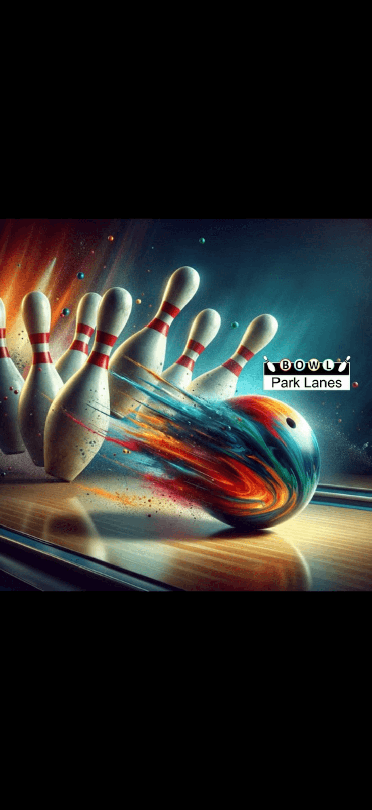 Interior view of Park Lanes Bowling Center bowling alley