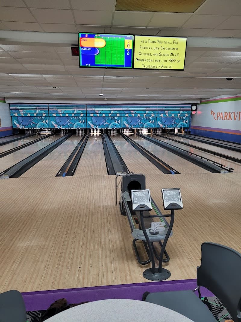 Interior view of Parkview Lanes bowling alley