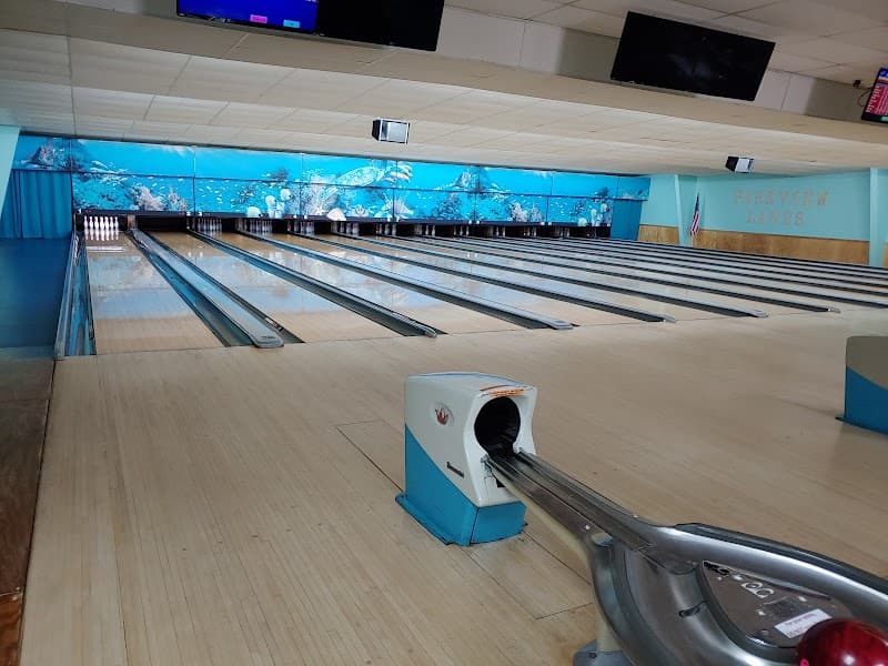 Interior view of Parkview Lanes bowling alley