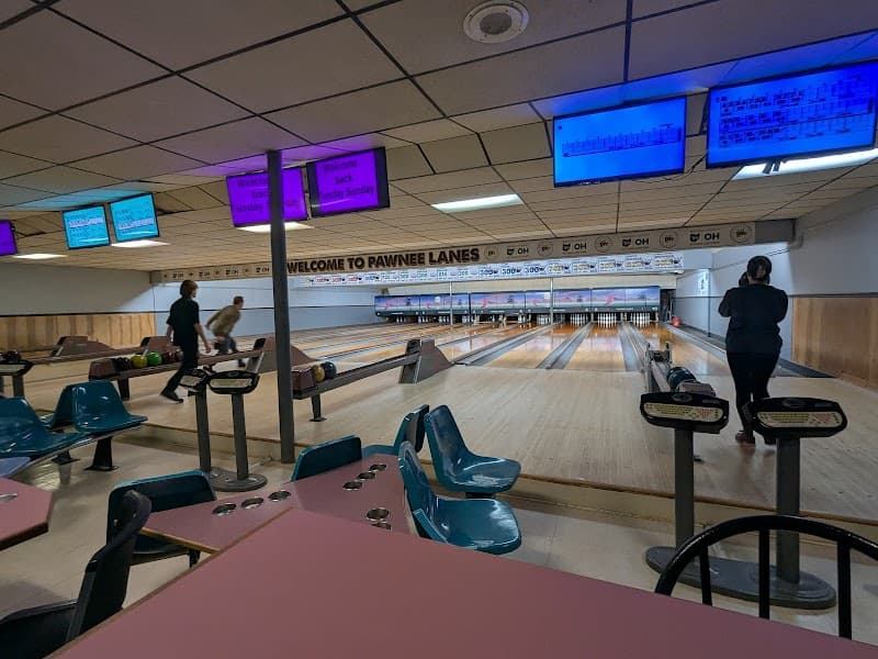 Interior view of Pawnee Lanes bowling alley