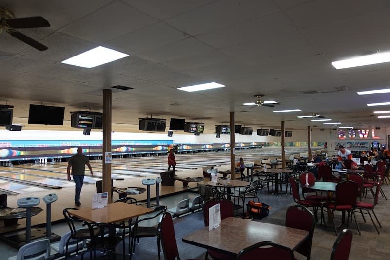 Interior view of Peak Bowl bowling alley