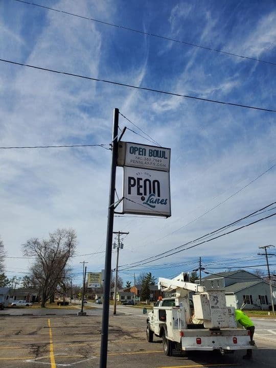 Interior view of Penn Lanes bowling alley