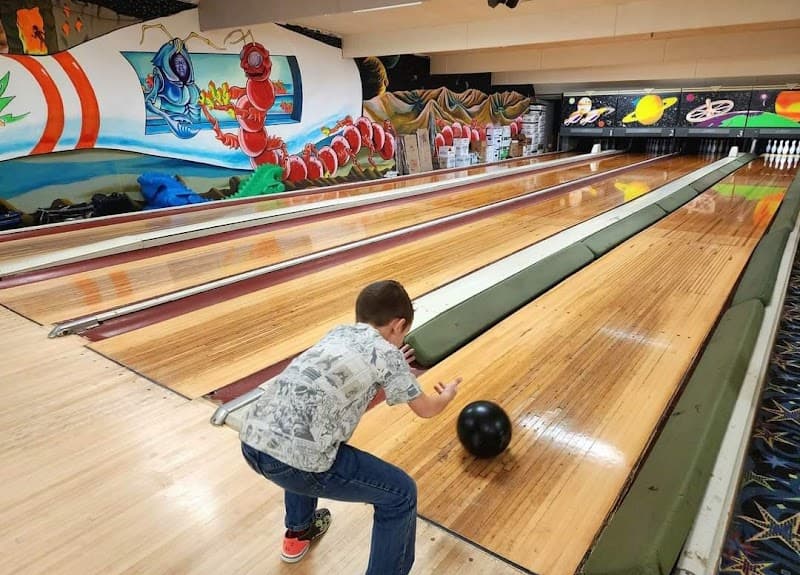 Interior view of Perry Bowling Center bowling alley