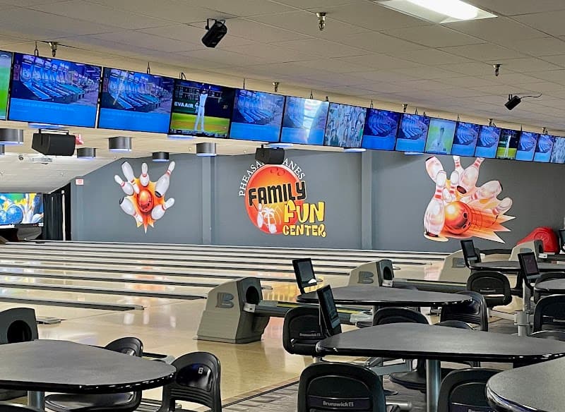 Interior view of Pheasant Lanes Family Fun Center & Kegler's Pub bowling alley