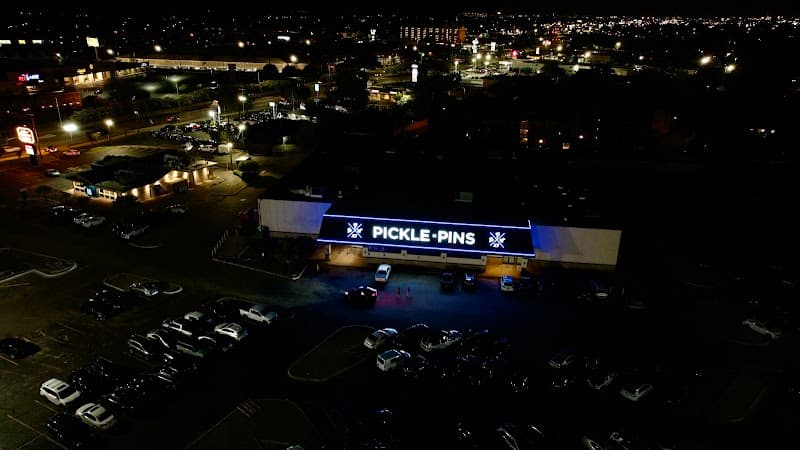 Interior view of Pickle N Pins bowling alley
