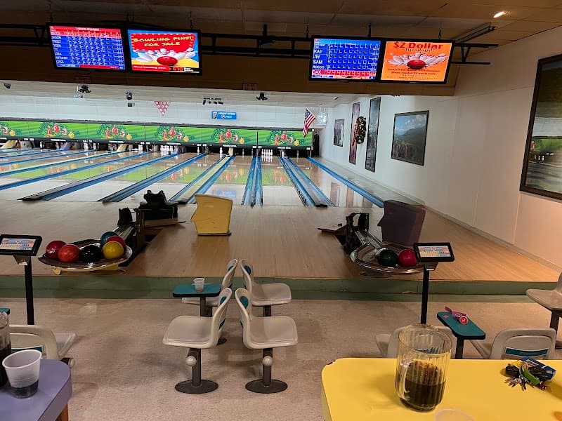 Interior view of Pikeside Bowl bowling alley
