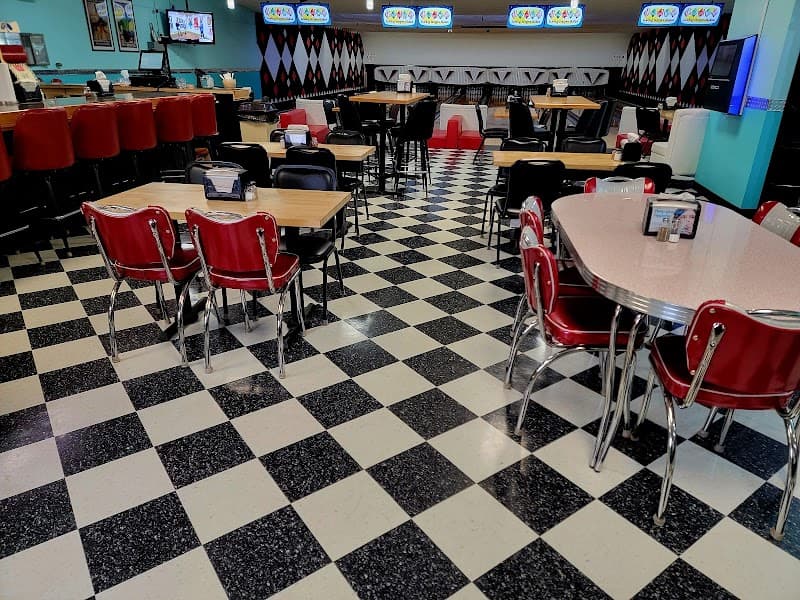 Interior view of Pin-A-Rama bowling alley