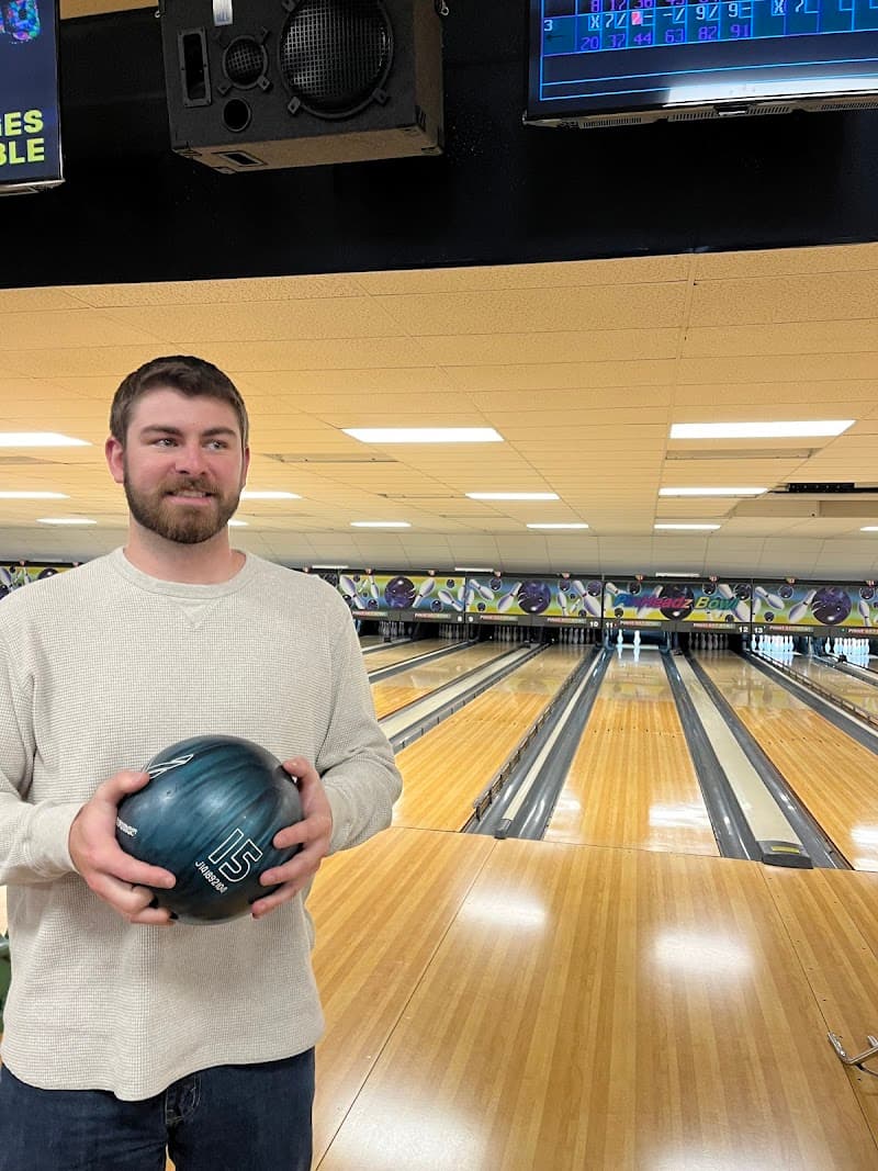 Interior view of PinHeadz Bowling Center bowling alley