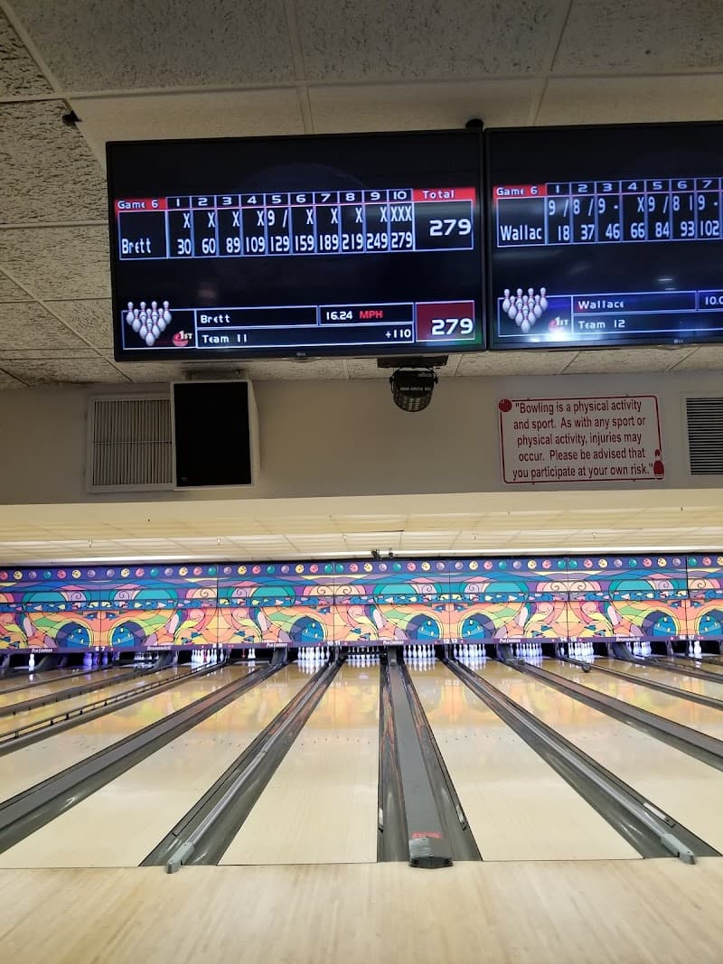Interior view of Pin Chasers bowling alley