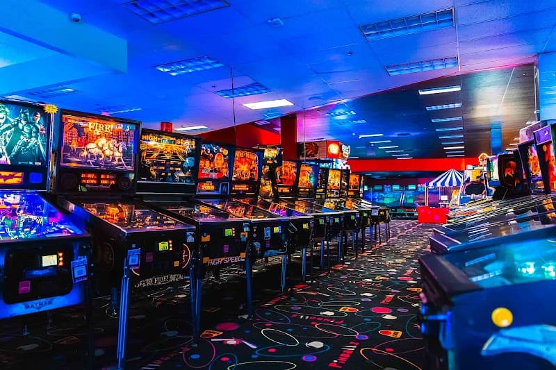 Interior view of Pinballz Lake Creek bowling alley