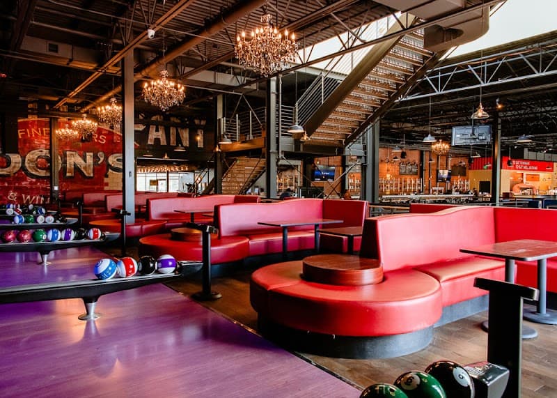 Interior view of Pindustry bowling alley