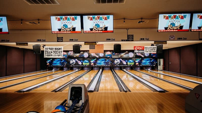 Interior view of Pineville Bowl bowling alley