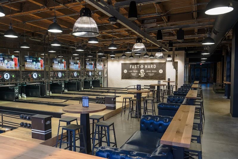 Interior view of Pins Mechanical Co. bowling alley