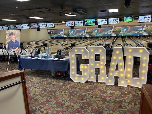 Interior view of Pins & Pints bowling alley