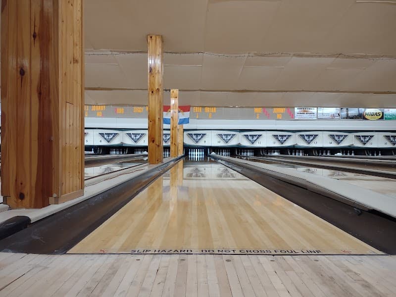 Interior view of Pla-Mor Lanes bowling alley