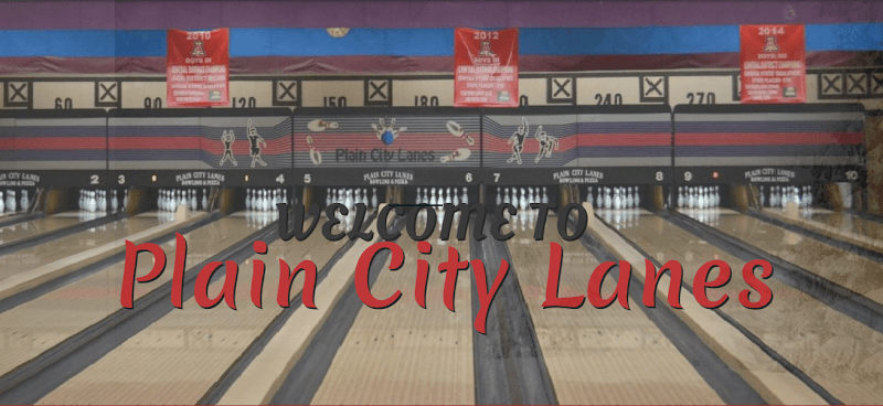 Interior view of Plain City Lanes & Pizza bowling alley