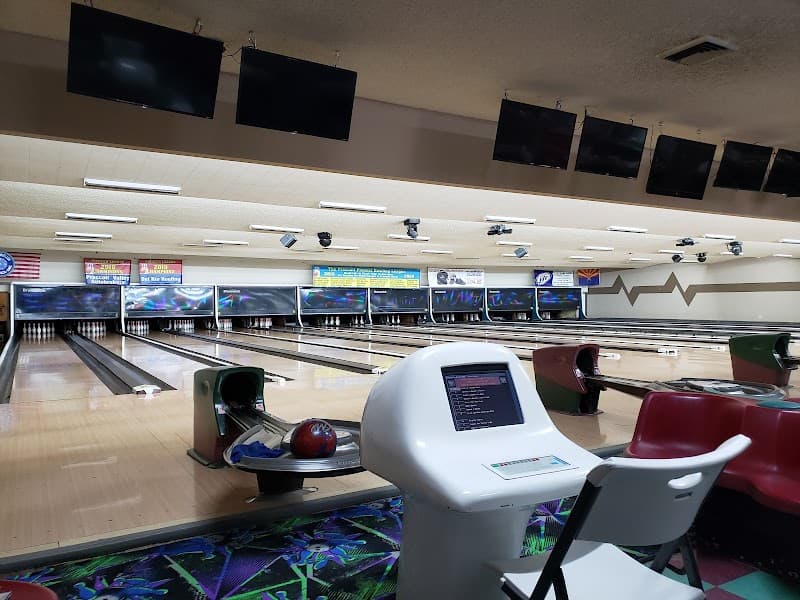 Interior view of Plaza Bowl bowling alley