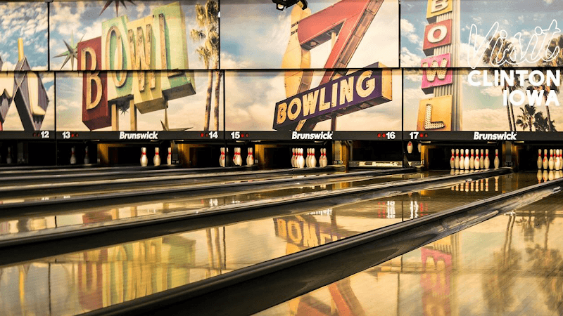 Interior view of Plaza Bowl of Clinton bowling alley