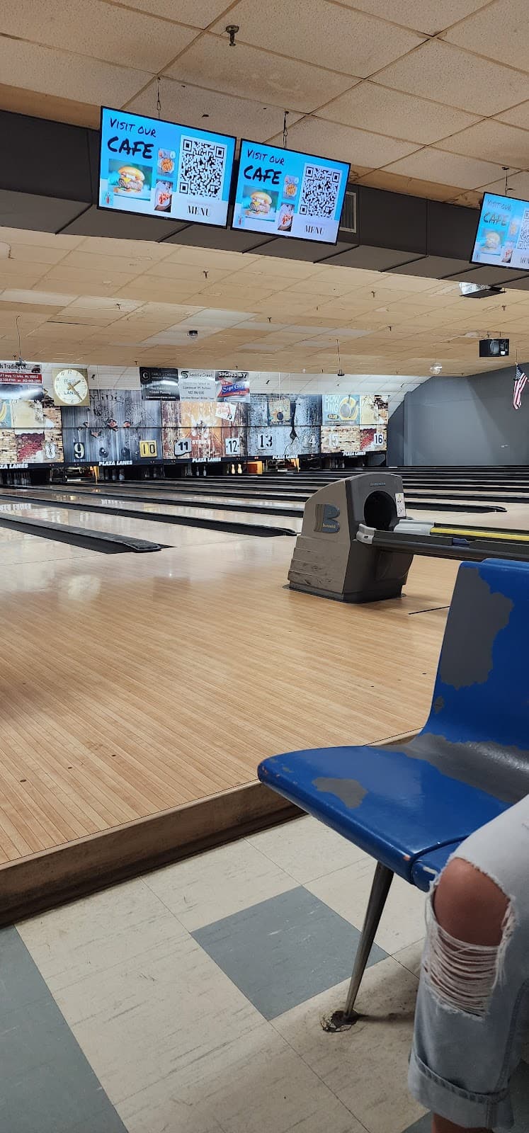Interior view of Plaza Bowling Lanes bowling alley