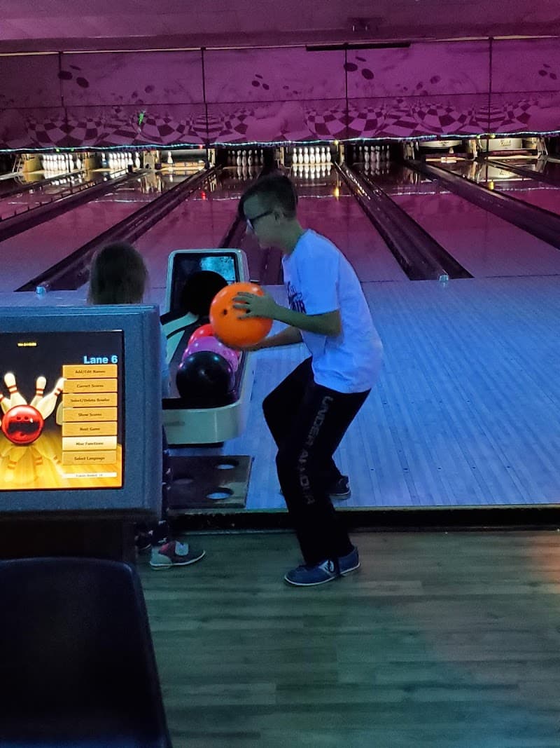 Interior view of Plaza Lanes bowling alley