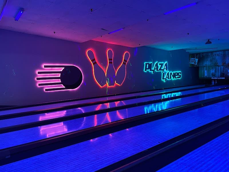 Interior view of Plaza Lanes bowling alley