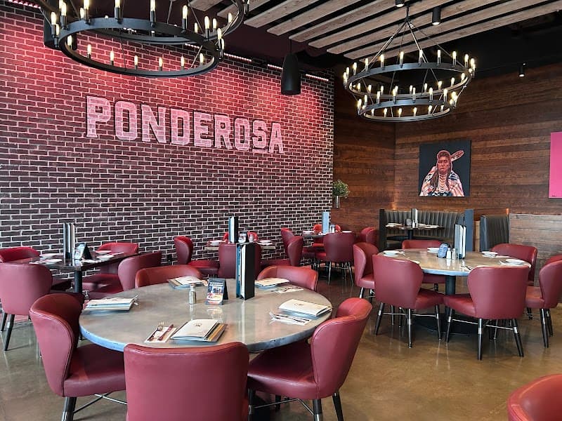 Interior view of Ponderosa Social bowling alley