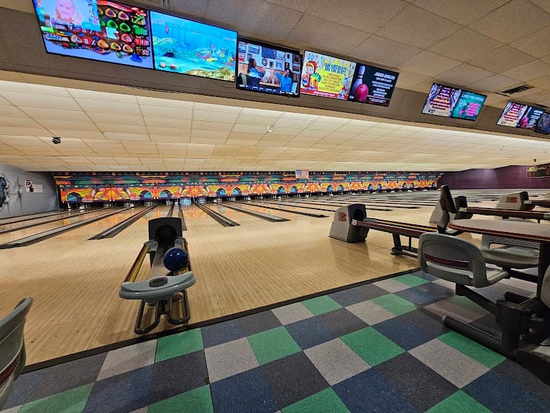 Interior view of Prairie Lanes bowling alley