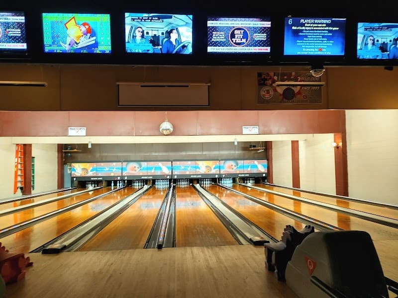 Interior view of Prairie Lanes bowling alley