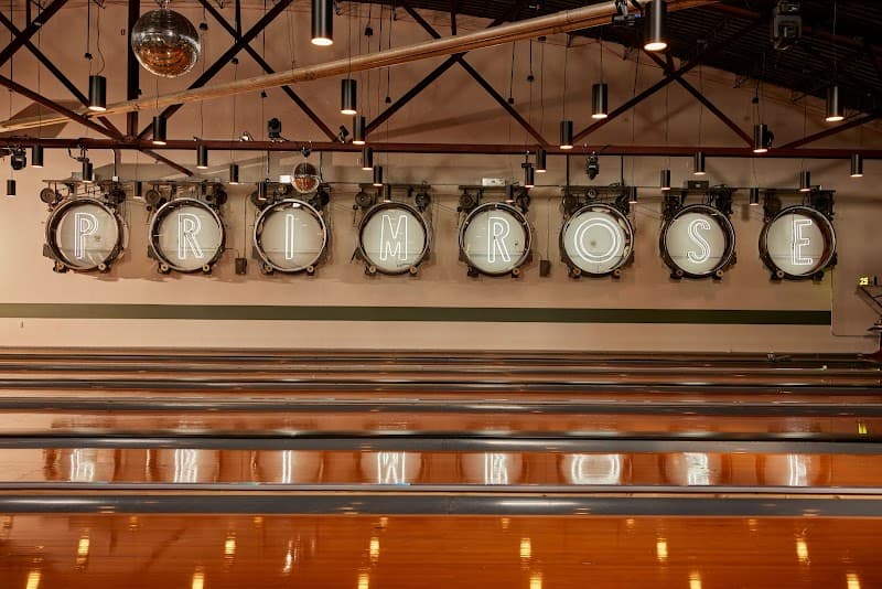 Interior view of Primrose Lanes Bowling & Sports Bar bowling alley