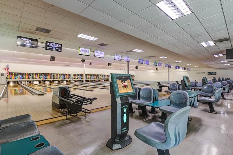 Interior view of Prosperity Lanes bowling alley