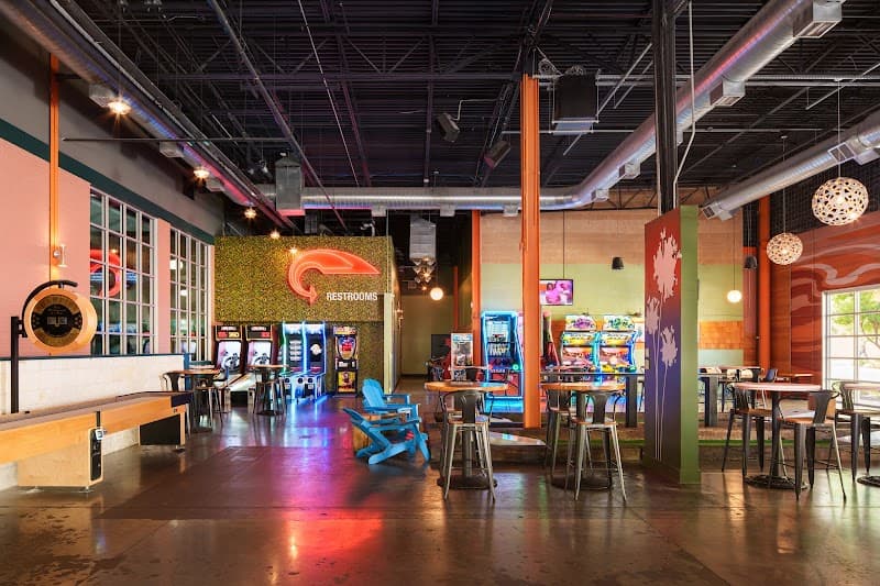 Interior view of Punch Bowl Social bowling alley