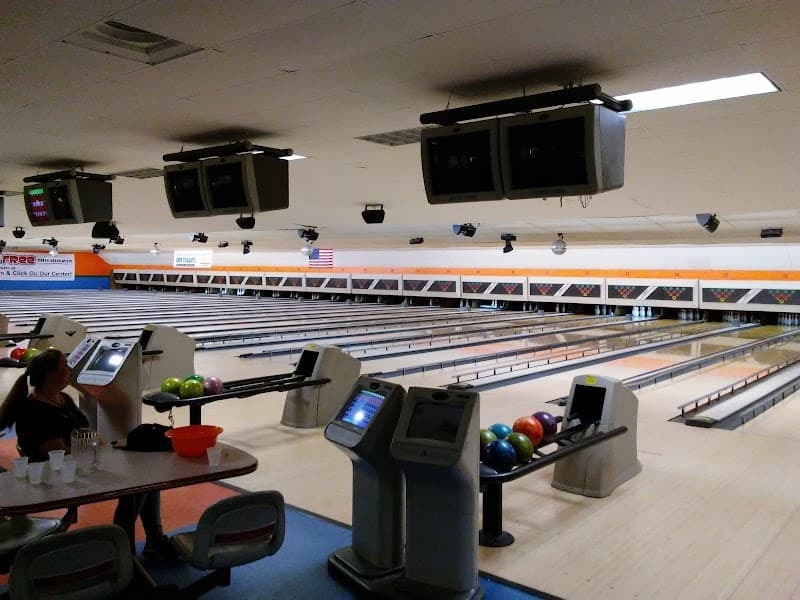 Interior view of Putnam Lanes bowling alley