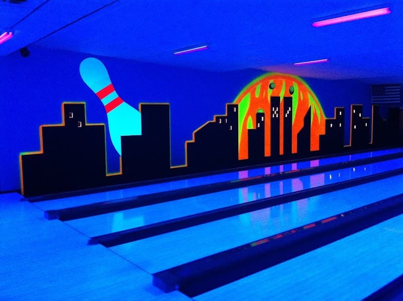 Interior view of Rainbow Lanes bowling alley