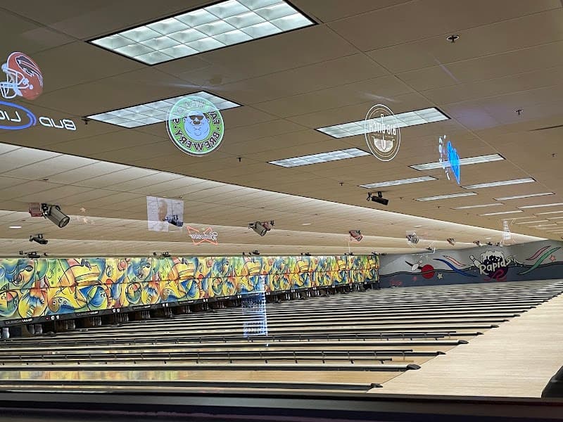 Interior view of Rapids Bowling Center bowling alley